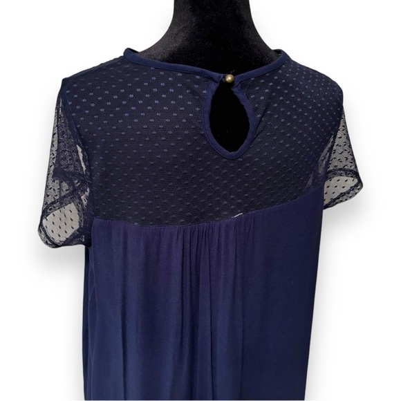 Xhilaration Flowy Lightweight Navy Lace Detail Keyhole Back Cutout Mini Dress - Picture 4 of 16